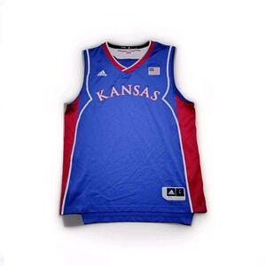 Kansas Jayhawks Jersey Mens Sz‎ Large Adidas Basketball Blue KU Swingman